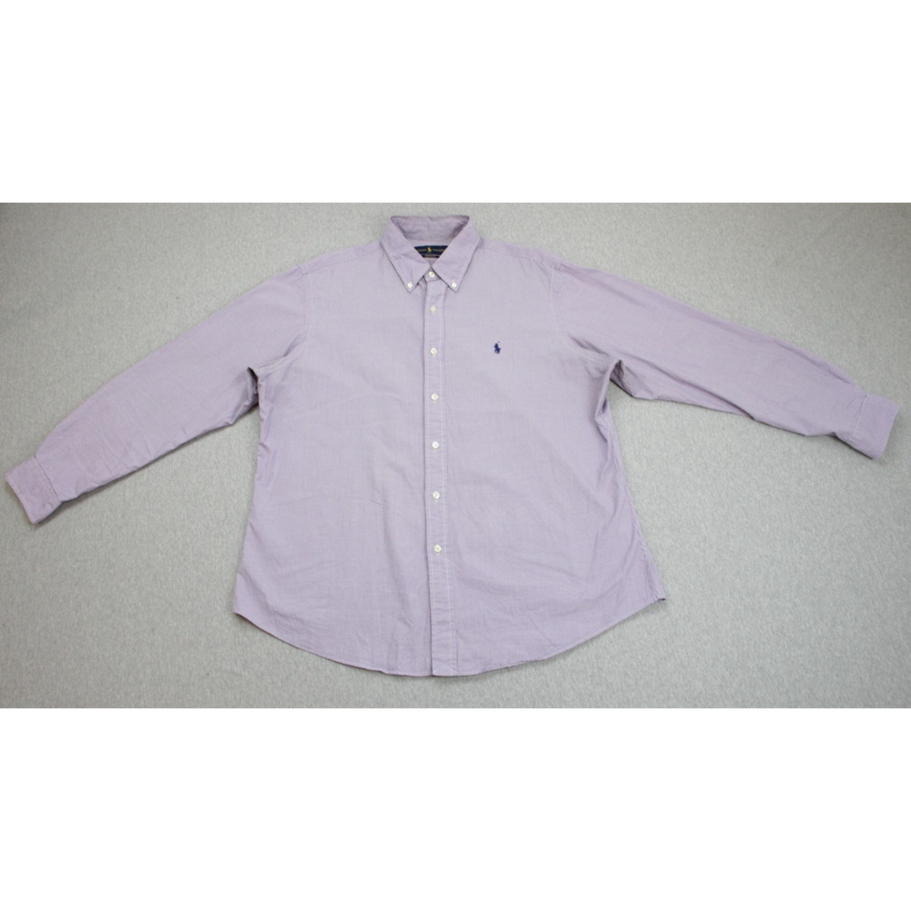 Ralph Lauren Shirt Mens 17 - 34/35 Gingham 100%‎ Cotton Custom Fit Pony